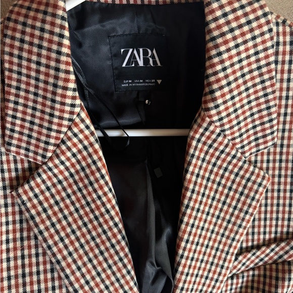 Zara Women's Tan and Black Checkered Blazer - Picture 4 of 6